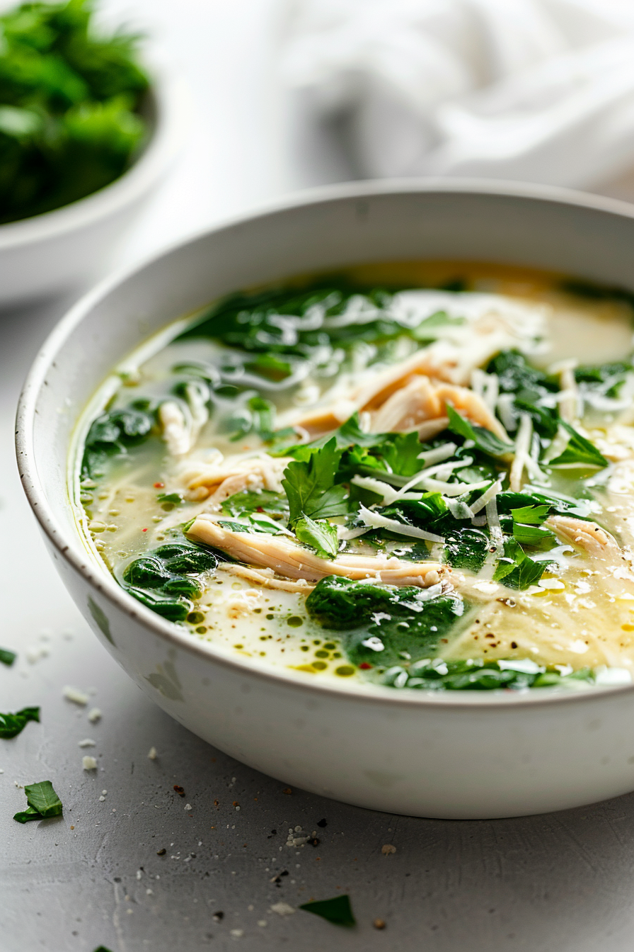 Keto Italian Egg Drop Soup with Chicken and Spinach (Stracciatella)