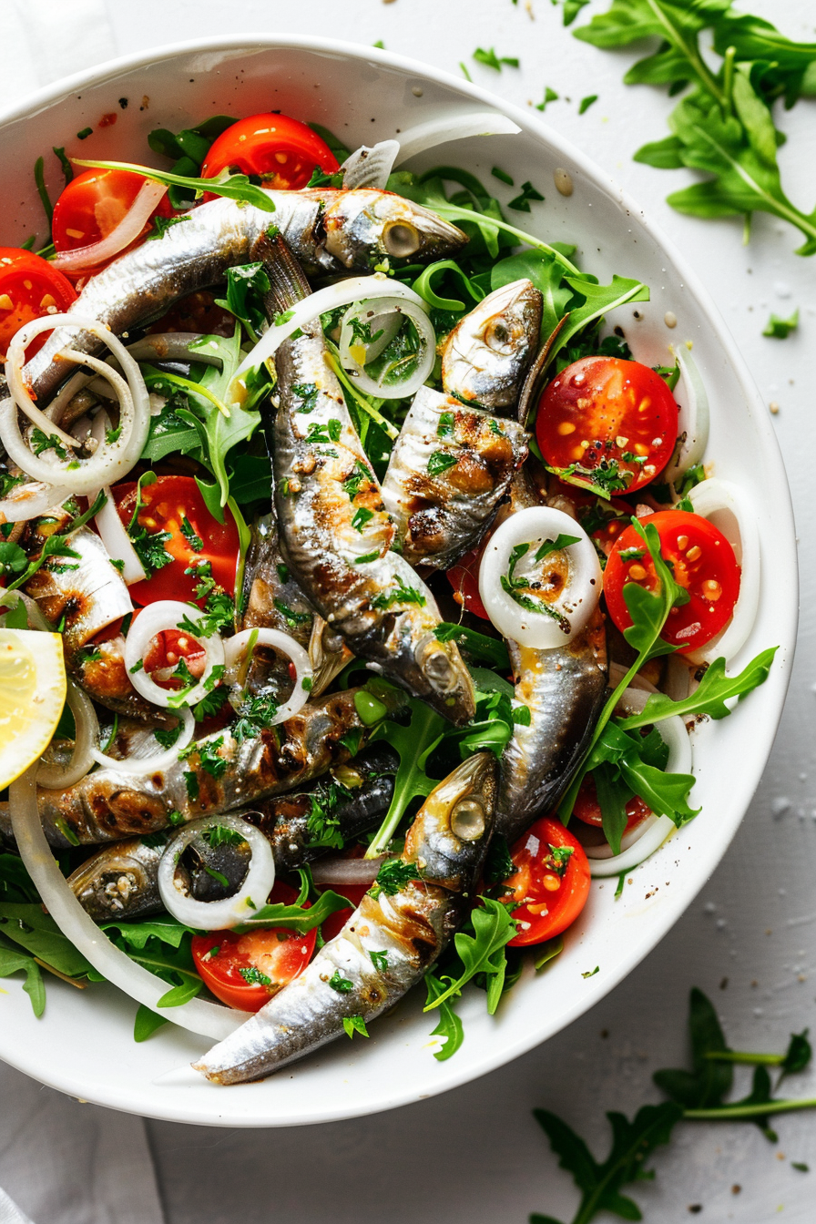Keto Italian Sardine Salad with Fennel and Arugula