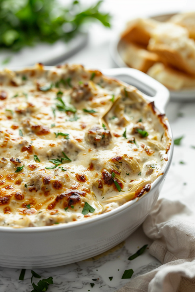 Delicious Keto Italian Sausage and Artichoke Heart Dip Recipe for
