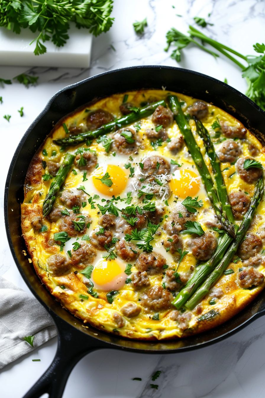 Keto Italian Sausage and Asparagus Frittata Ready to Serve