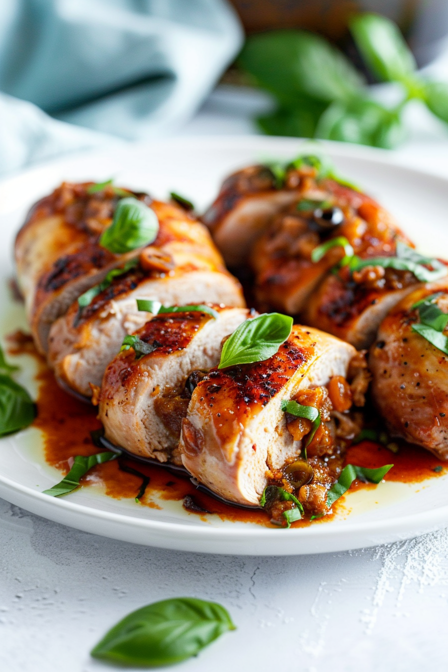 Keto Italian Sausage and Olive Tapenade Stuffed Chicken