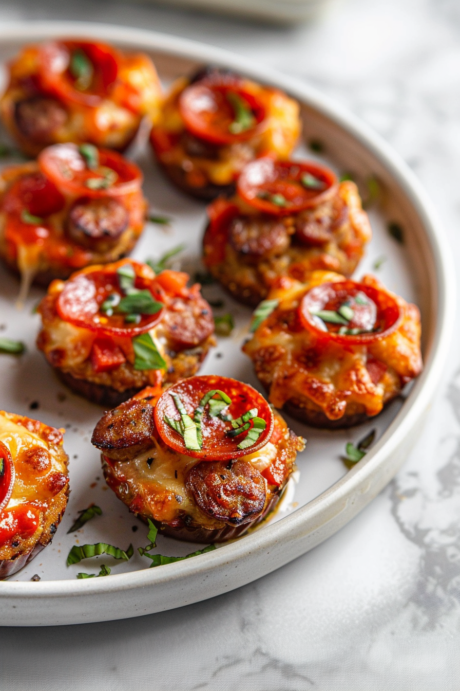 Keto Italian Sausage and Pepperoni Pizza Bites
