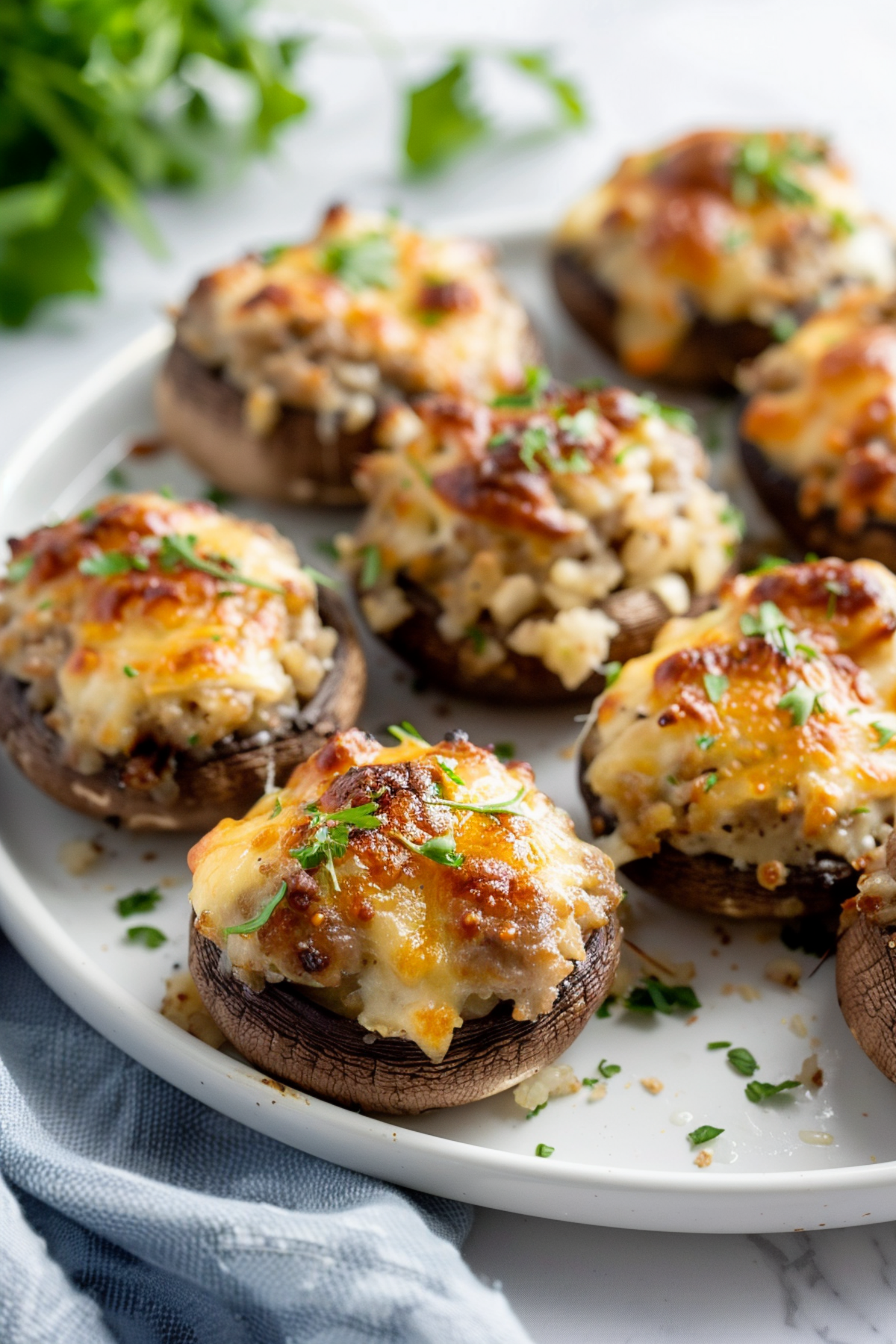 Keto Italian Sausage Parmesan Cream Cheese Stuffed Mushrooms_001