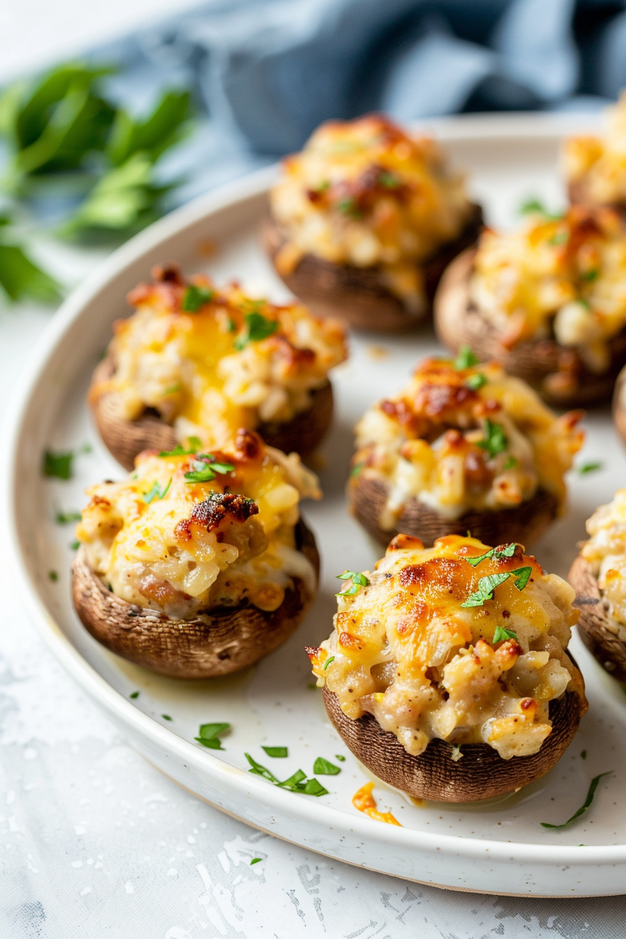 Mixing Ingredients for Stuffed Mushrooms