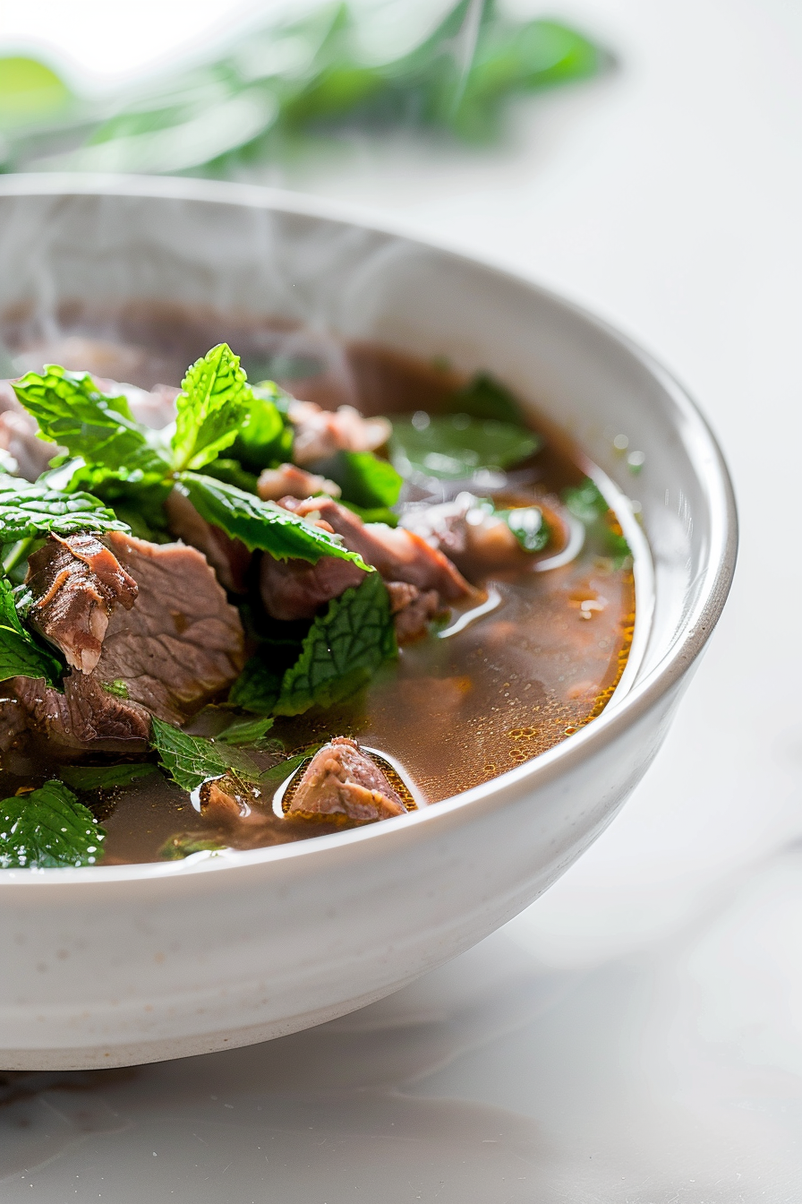 Preparing Keto Lamb and Mint Soup