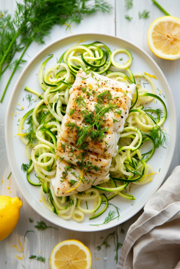 Keto Lemon Dill Cod with Zucchini Noodles_001