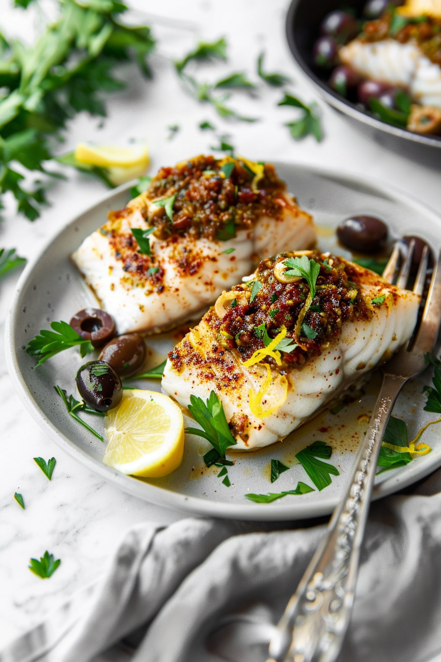 Preparing Keto Mediterranean Cod