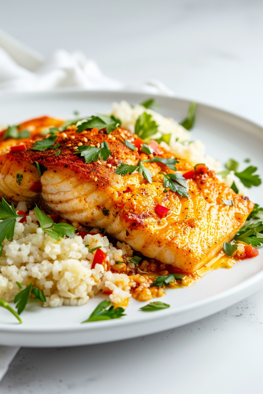 Keto Moroccan Spiced Cod with Cauliflower Couscous