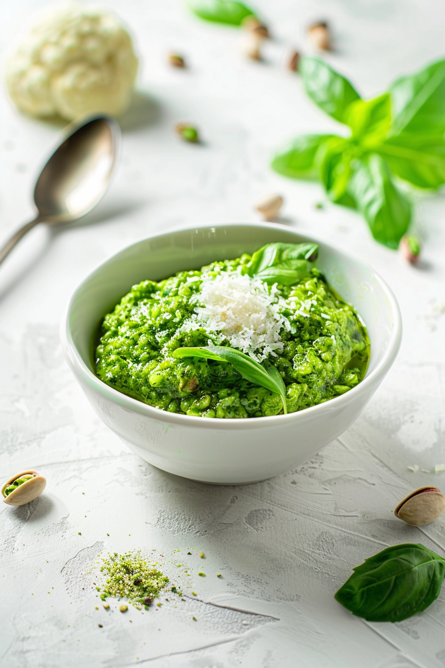 Keto Pistachio and Herb Pesto Final Product