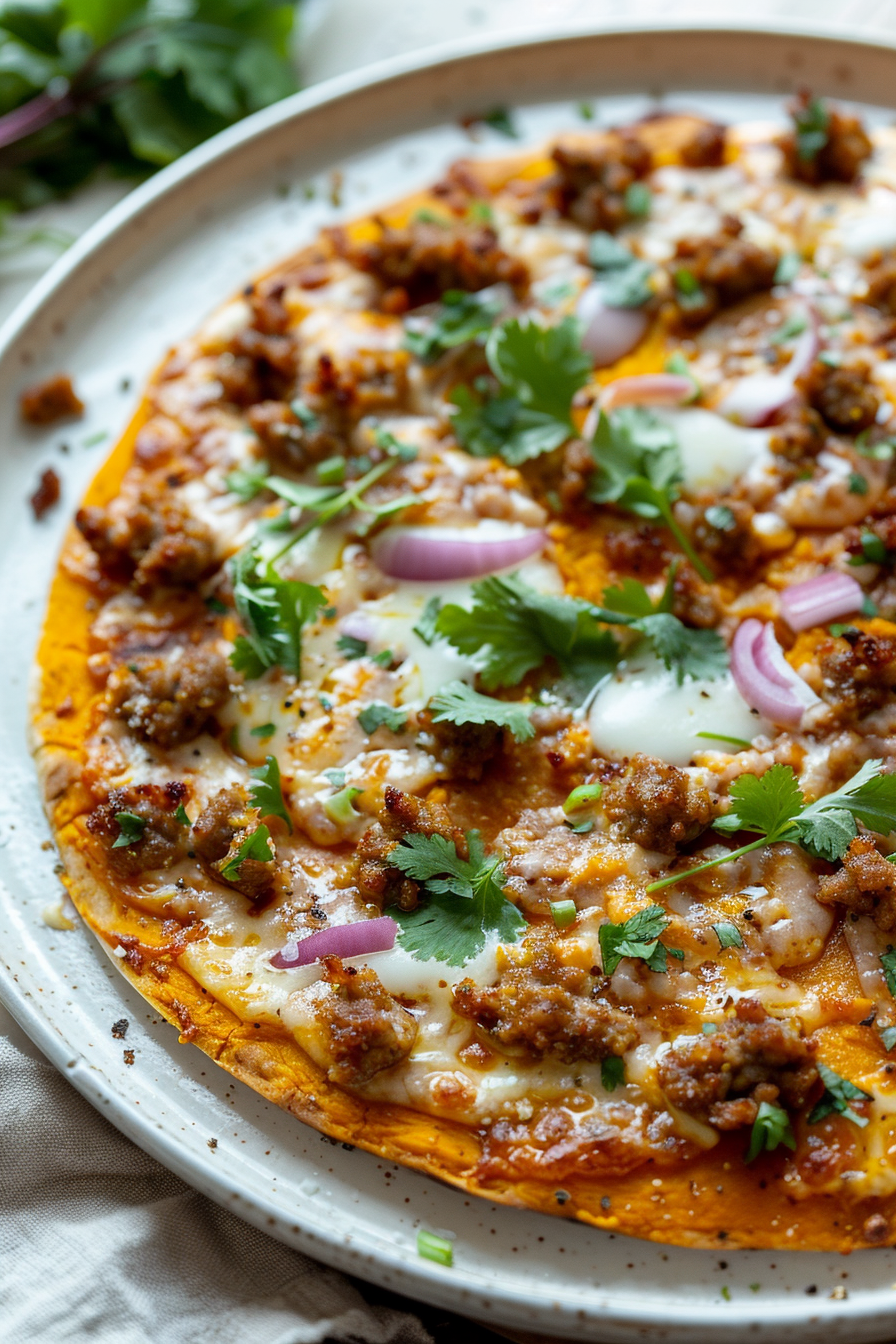 Preparing Keto Pumpkin and Chorizo Pizza