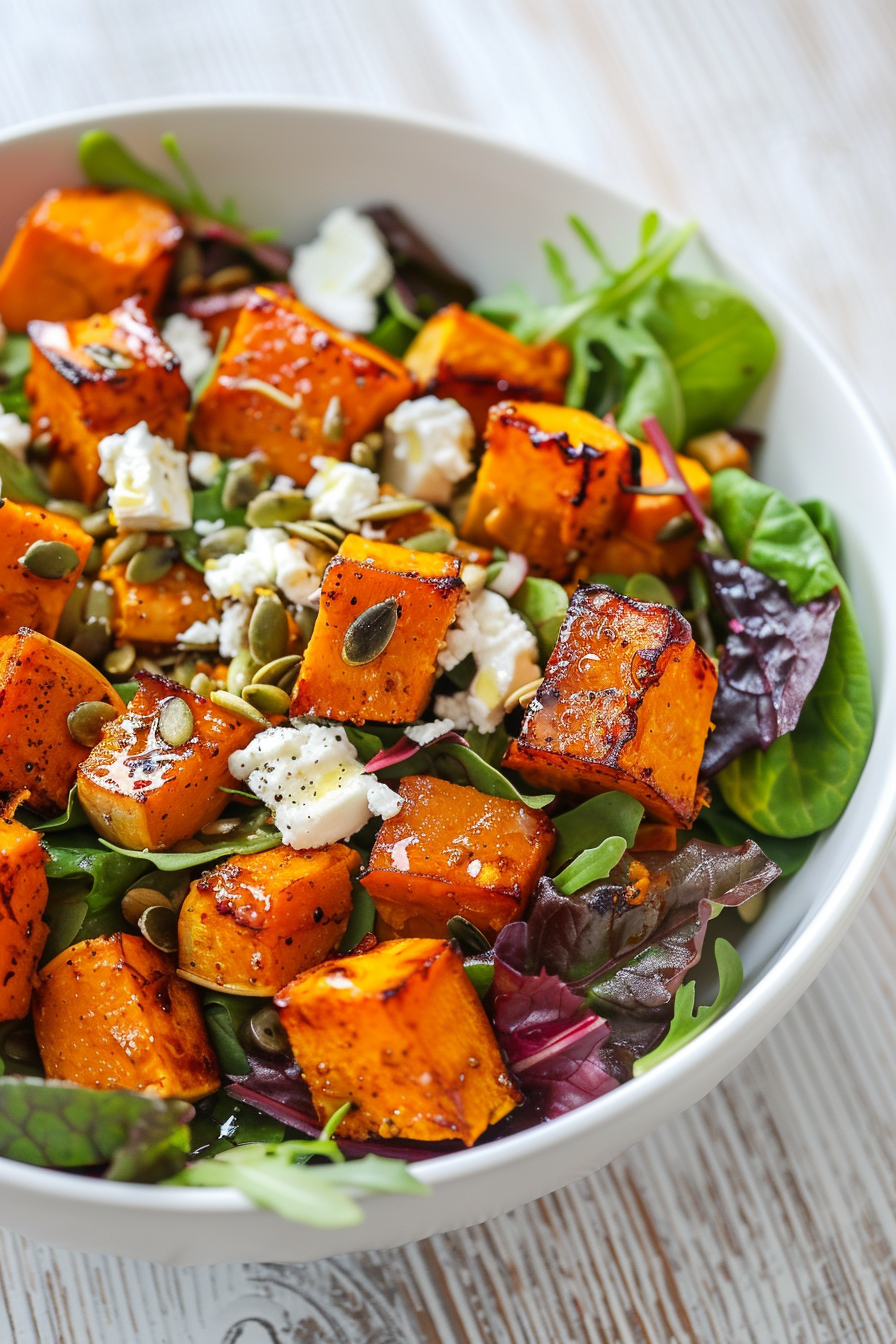 Keto Pumpkin and Goat Cheese Salad Preparation