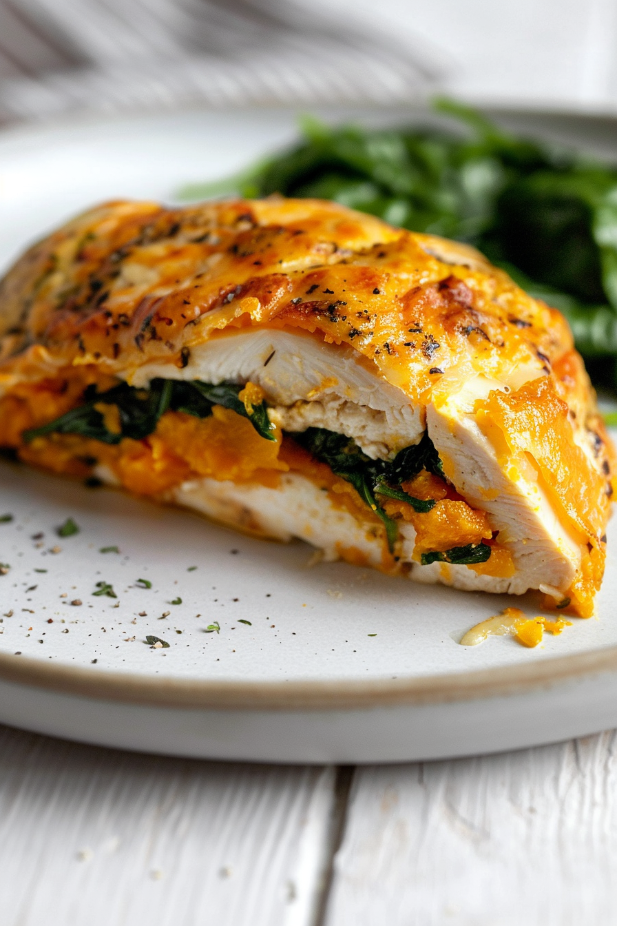 Keto Pumpkin and Spinach Stuffed Chicken Ready to Serve