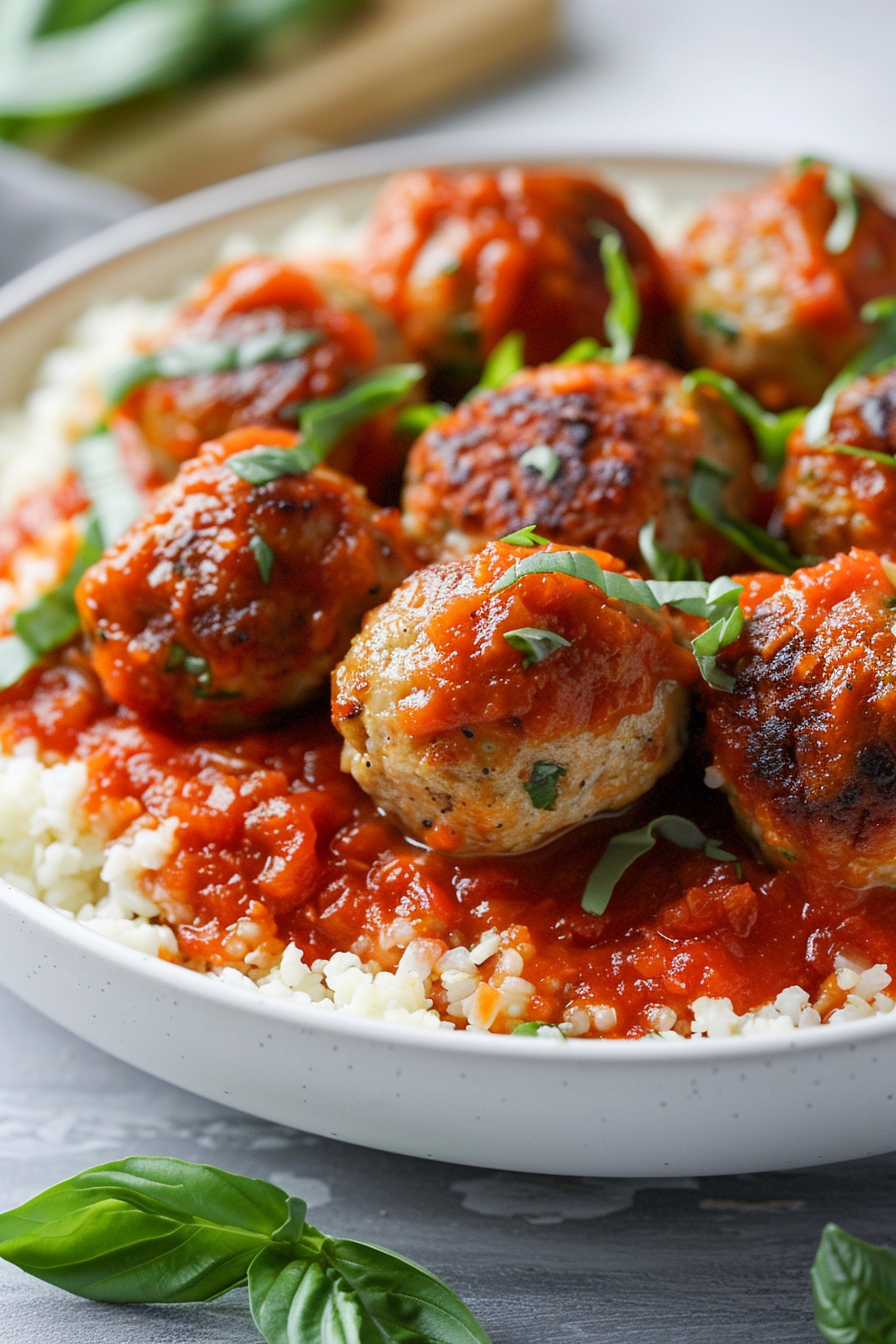 Keto Pumpkin Turkey Meatballs with Spicy Tomato Sauce