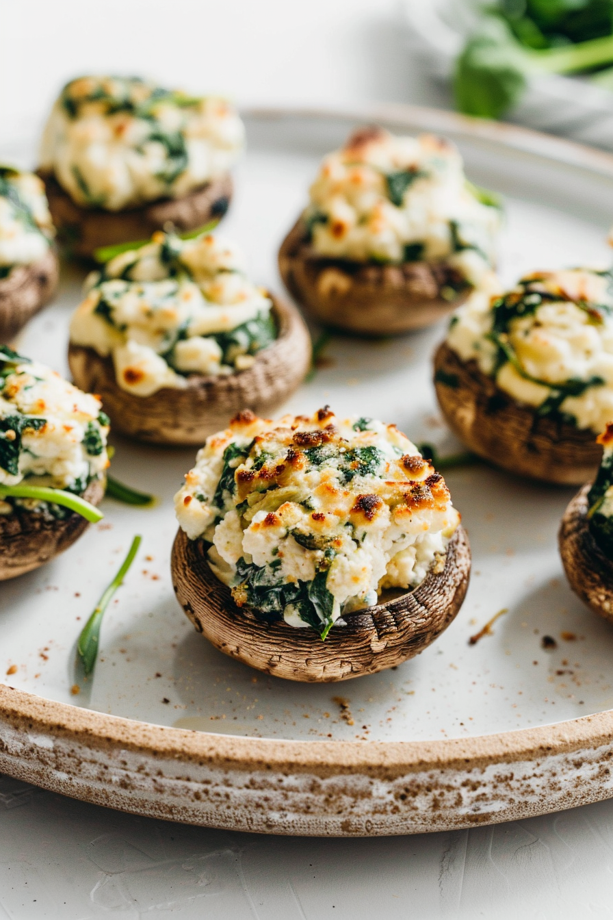Keto Ricotta and Spinach Stuffed Mushrooms