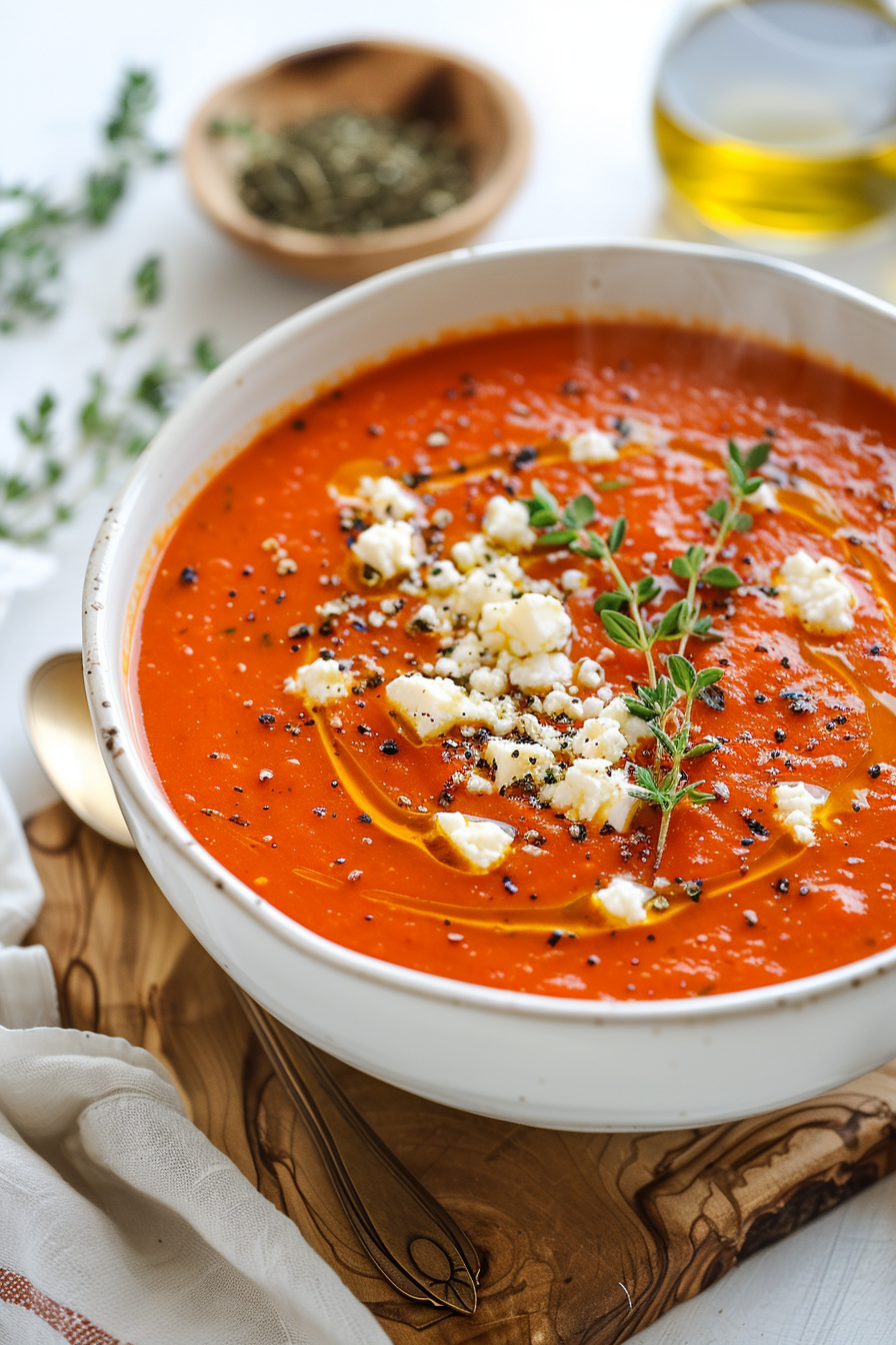 Ingredients for Keto Roasted Red Pepper and Goat Cheese Soup