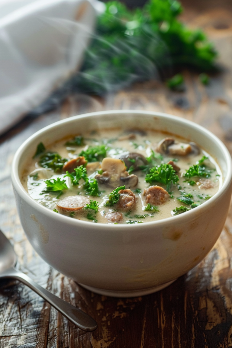 Keto Sausage and Kale Soup with Mushroom_001