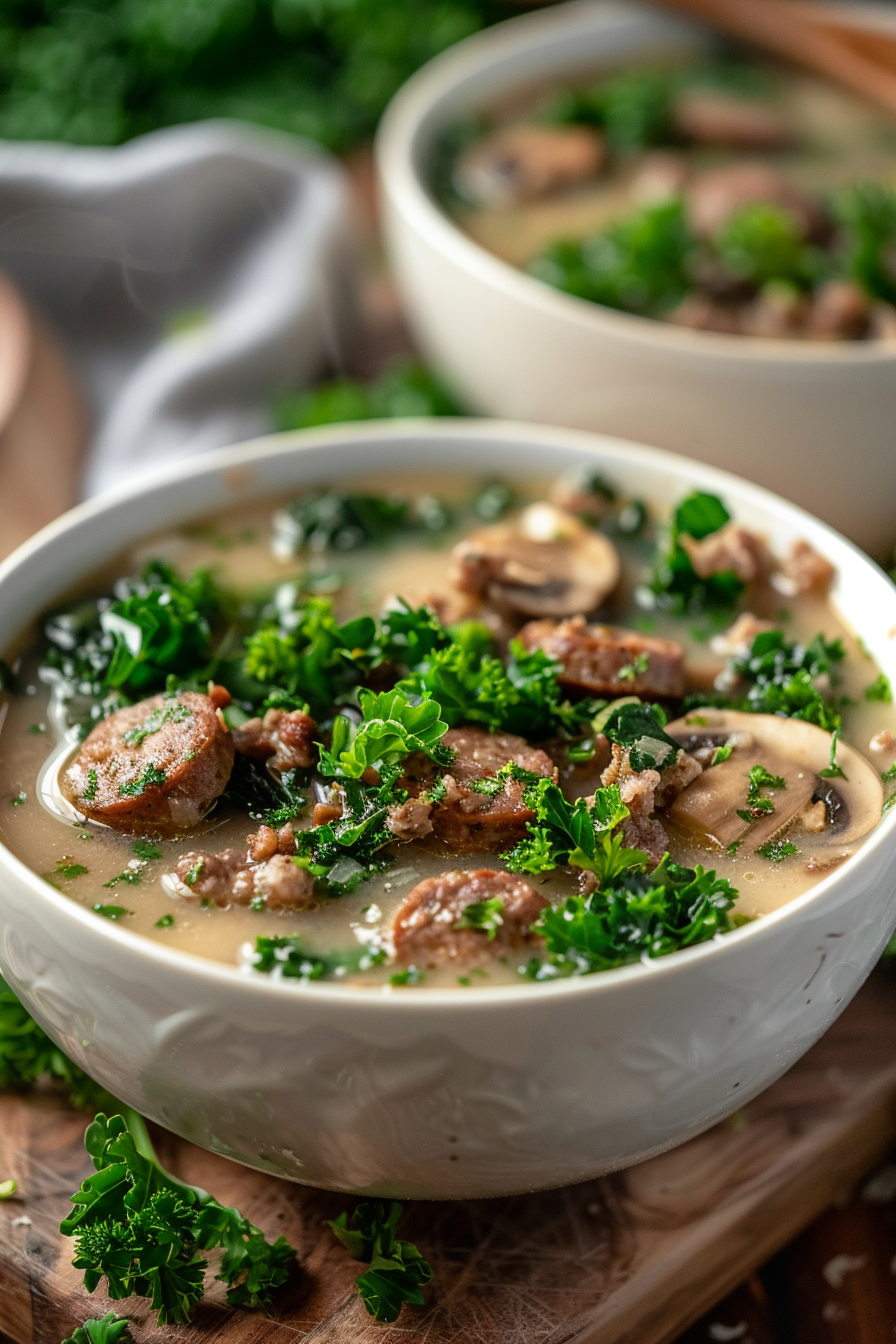 Keto Sausage and Kale Soup Cooking