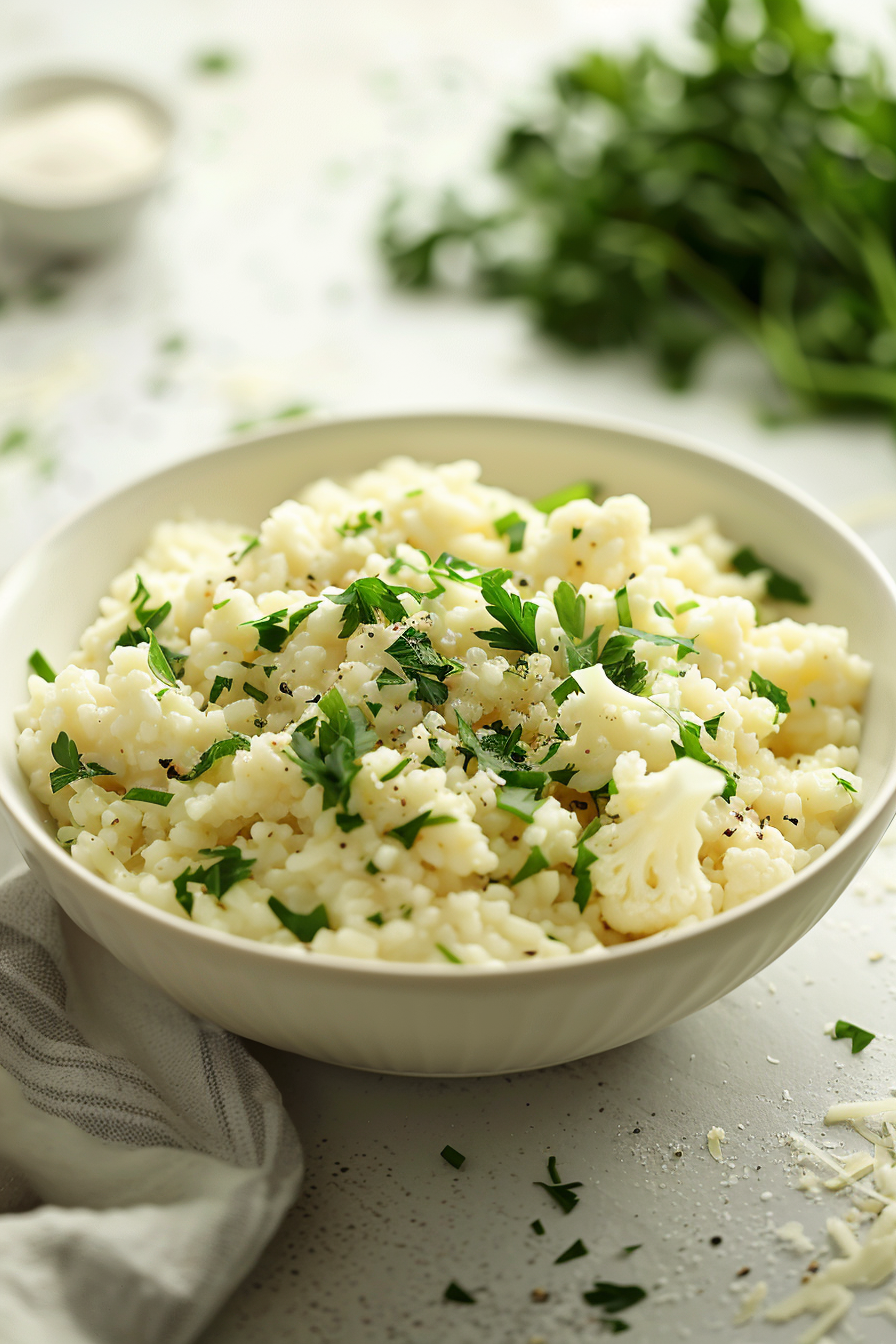 Cooking Keto Venetian Cauliflower Risotto