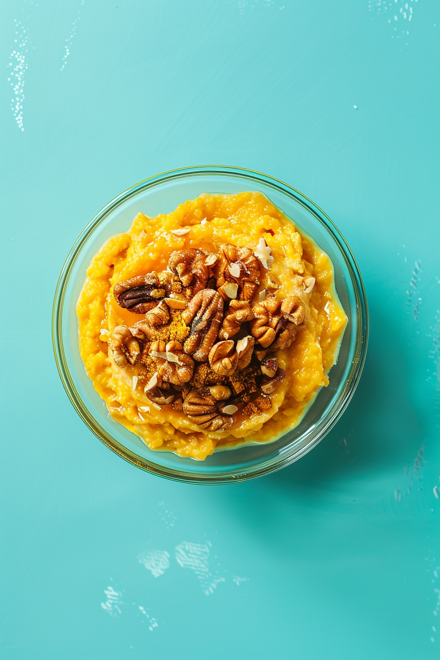 Roasted Pumpkin and Walnut Keto Porridge Preparation