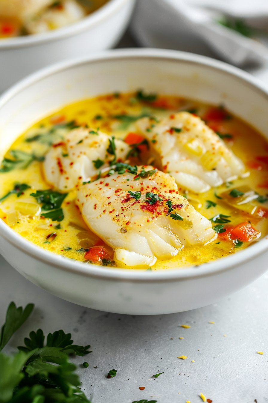 Cooked Saffron Infused Keto Cod Stew