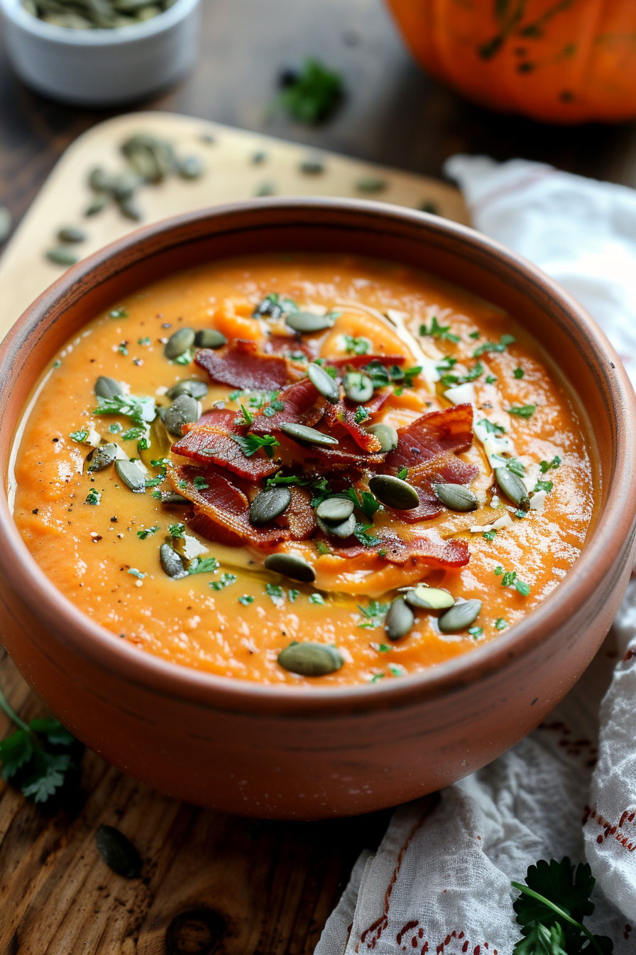 Savory Keto Pumpkin and Bacon Soup Cooking