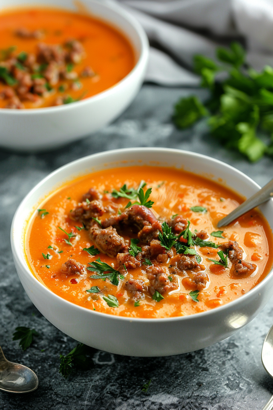 Spicy Keto Chorizo and Pumpkin Soup Cooking
