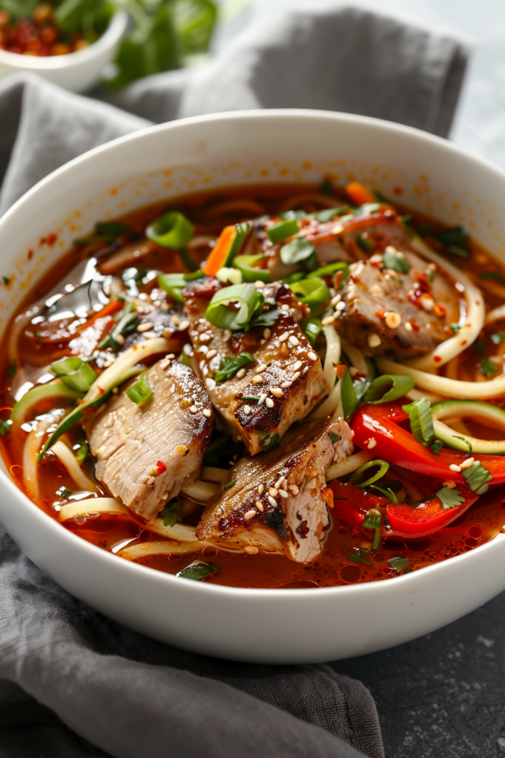 Delicious Spicy Keto Ginger Pork and Noodle Soup Recipe: Easy Low-Carb ...