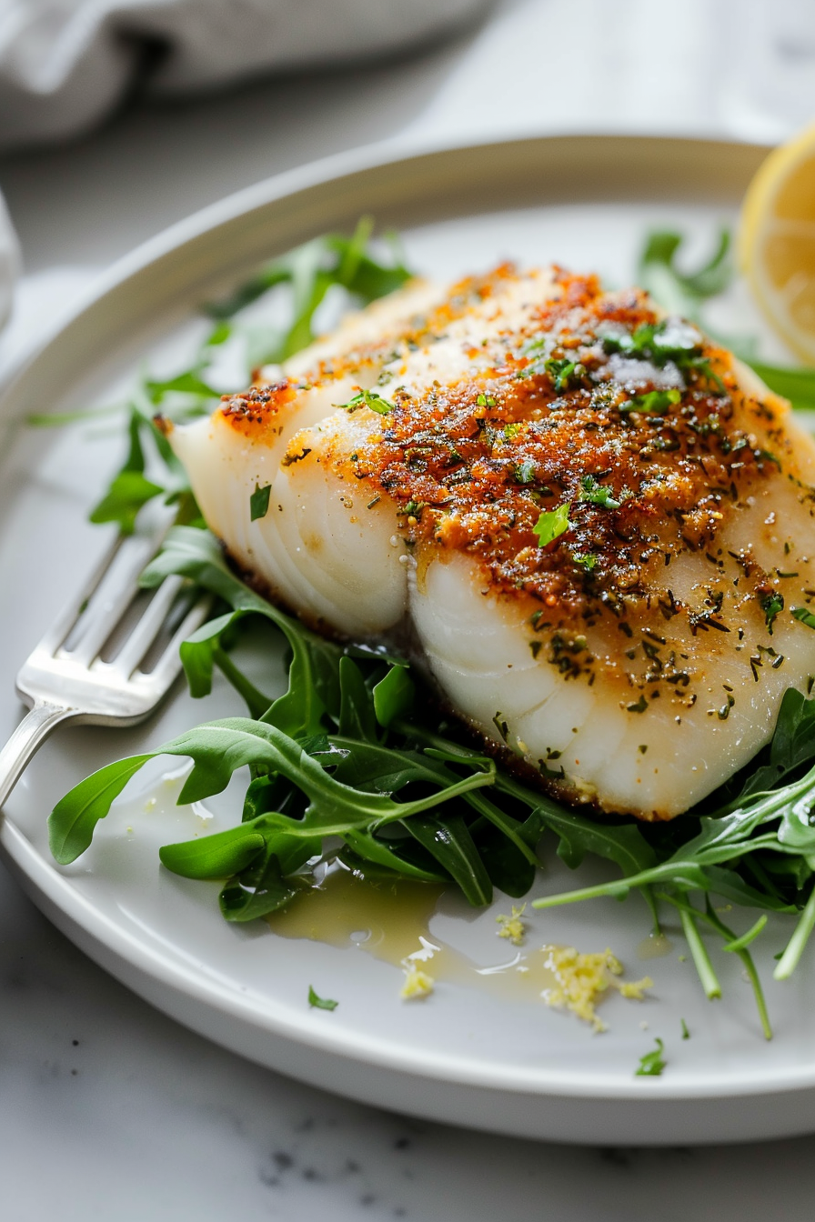 Herb Crusted Keto Chilean Seabass Ready to Serve