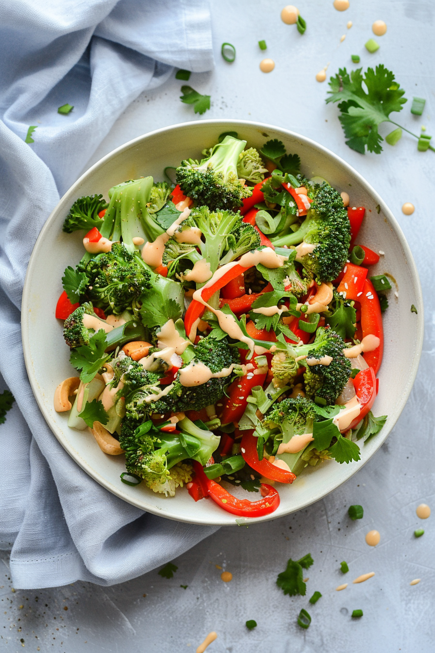 Keto Asian Broccoli Salad with Peanut Dressing