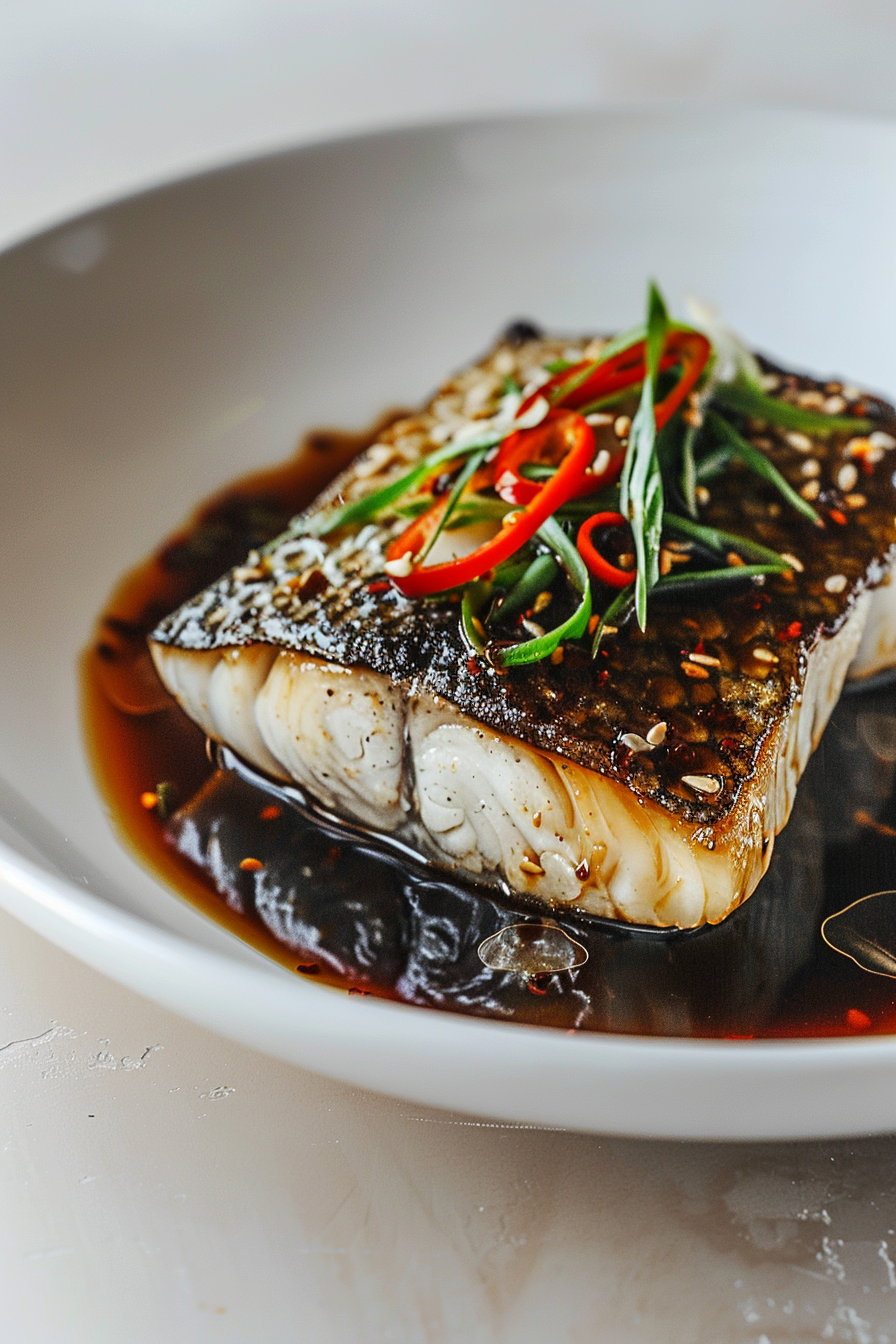 Keto Asian-Inspired Chilean Seabass Served