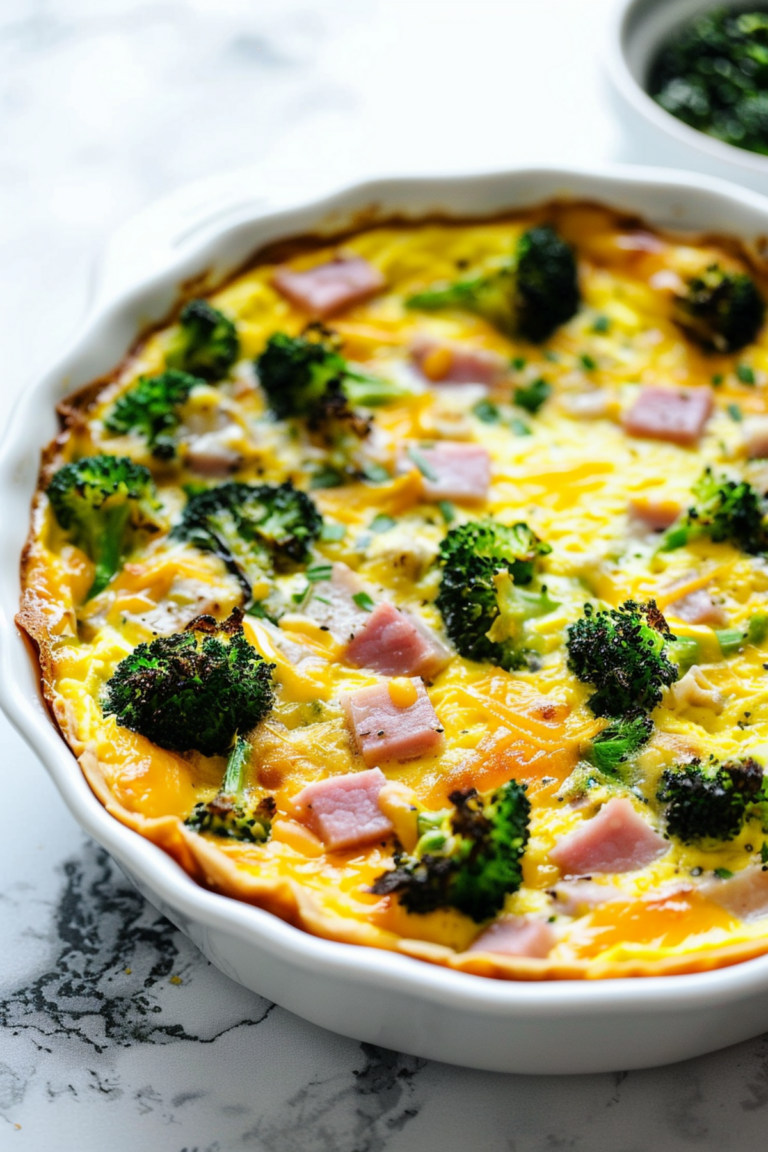 Keto Broccoli and Ham Crustless Quiche_001