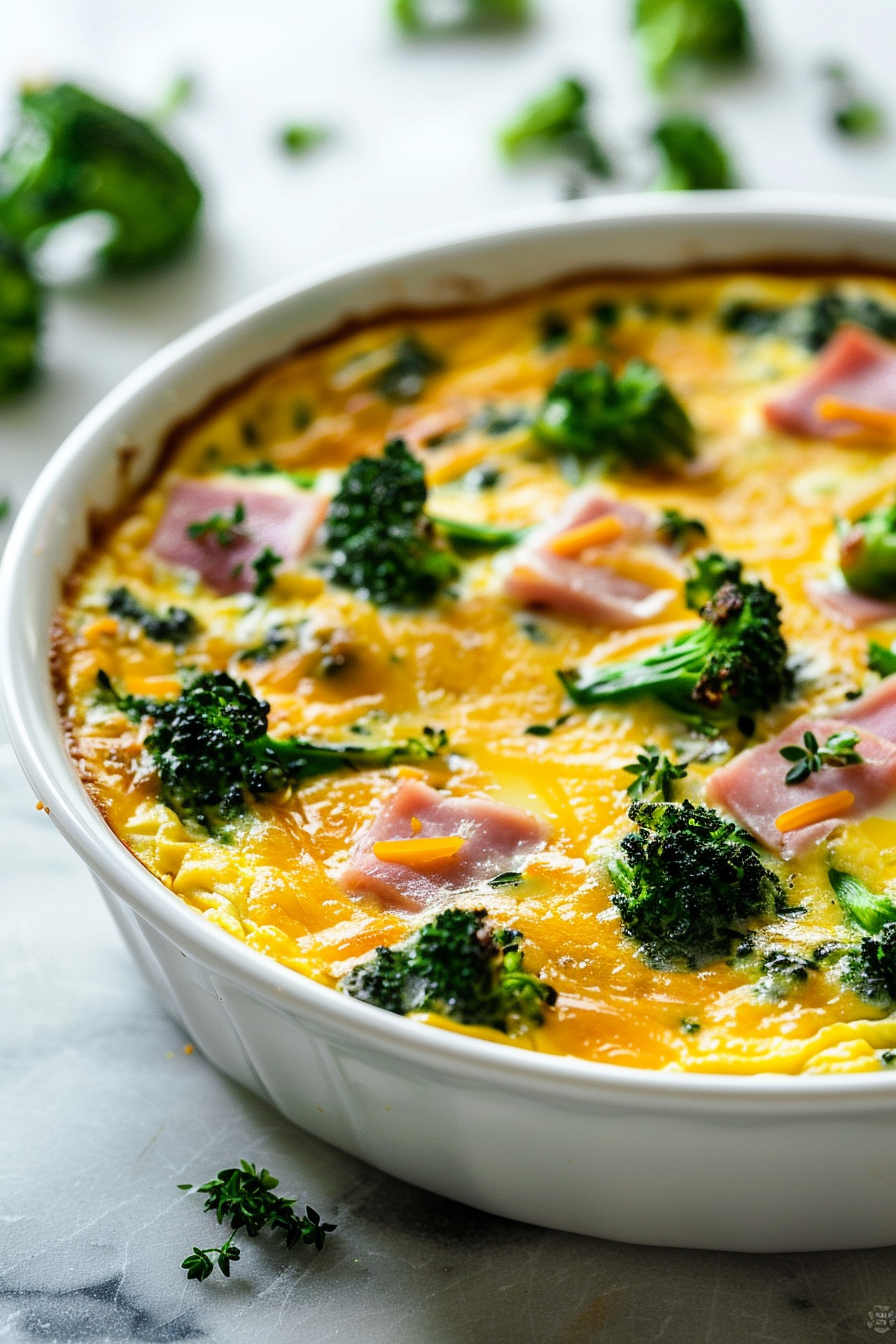 Ingredients for Keto Broccoli and Ham Crustless Quiche