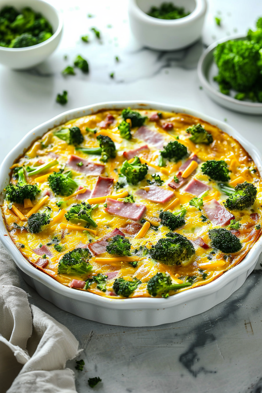 Keto Broccoli and Ham Crustless Quiche