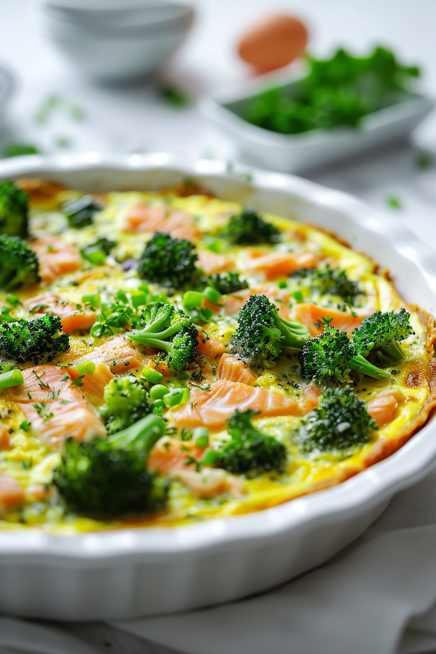Ingredients for Keto Broccoli and Smoked Salmon Quiche