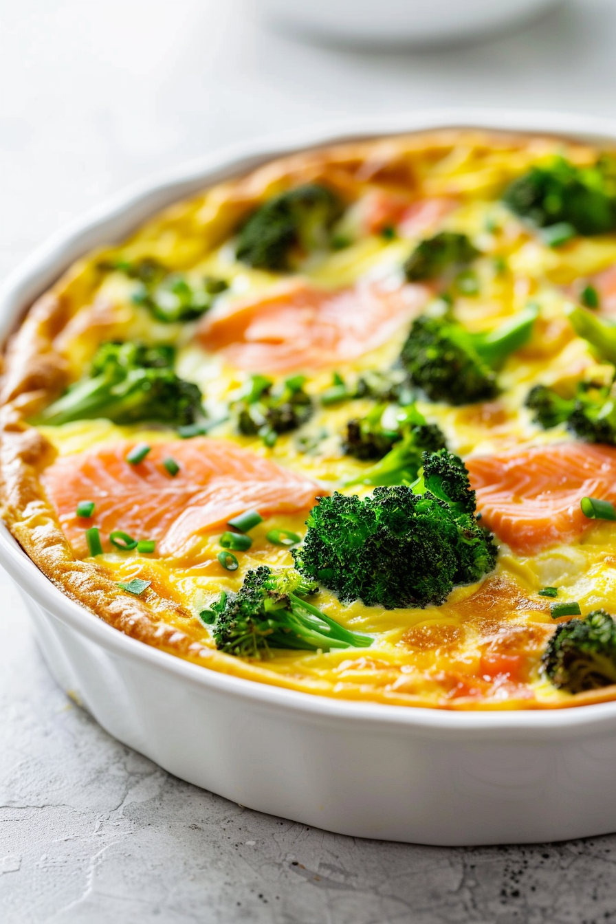 Keto Broccoli and Smoked Salmon Quiche