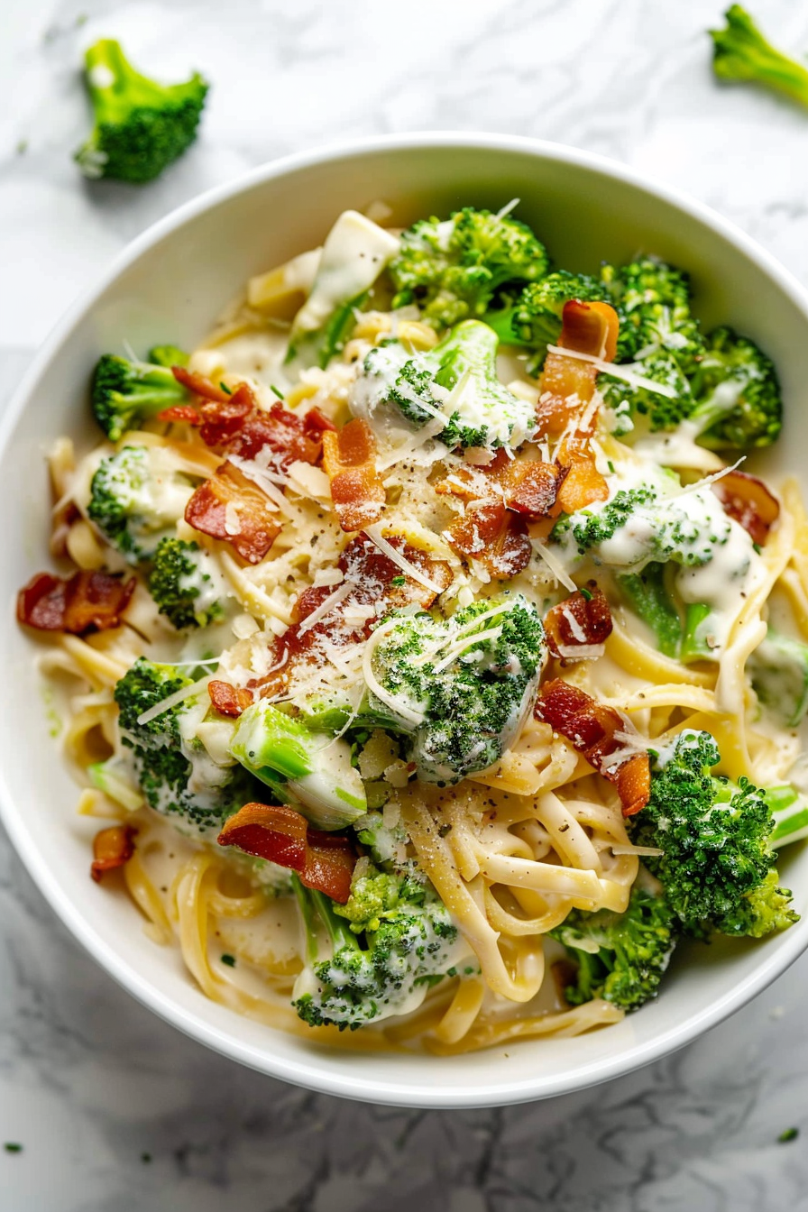 Keto Broccoli Carbonara Cooking Process