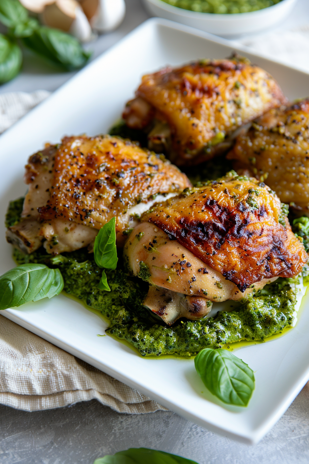 Keto Broccoli Pesto over Chicken Thighs_001