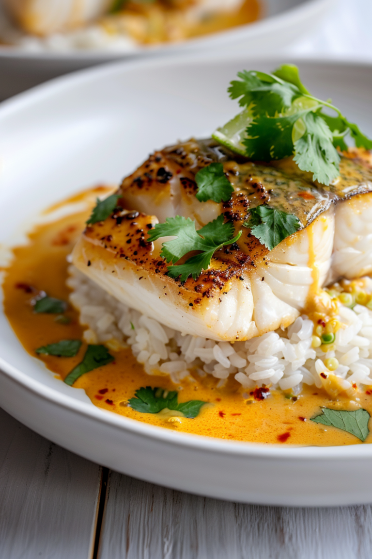 Easy Keto Chilean Seabass Recipe with Coconut Curry Sauce Healthy