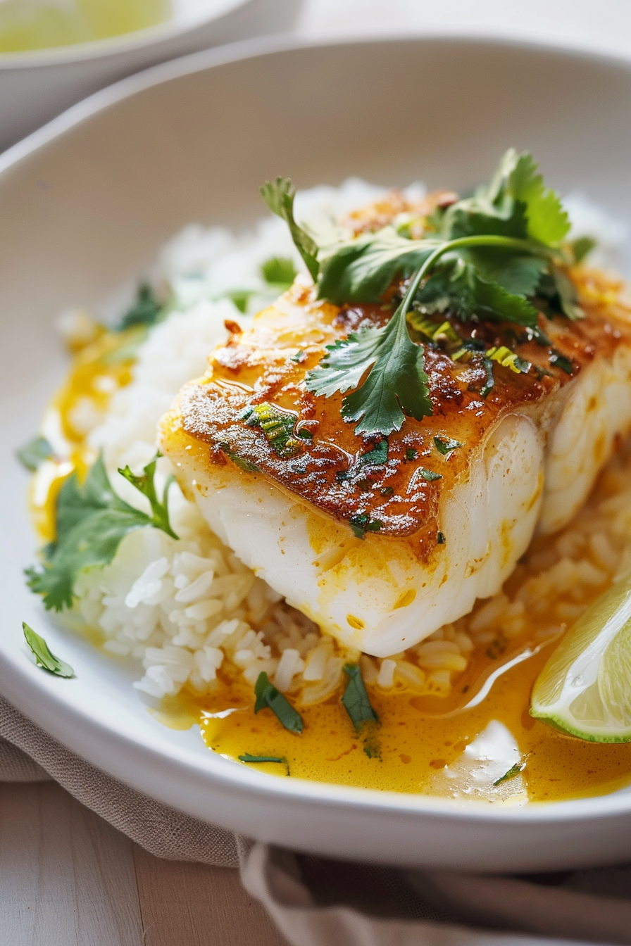 Keto Chilean Seabass with Coconut Curry Sauce Ready to Serve