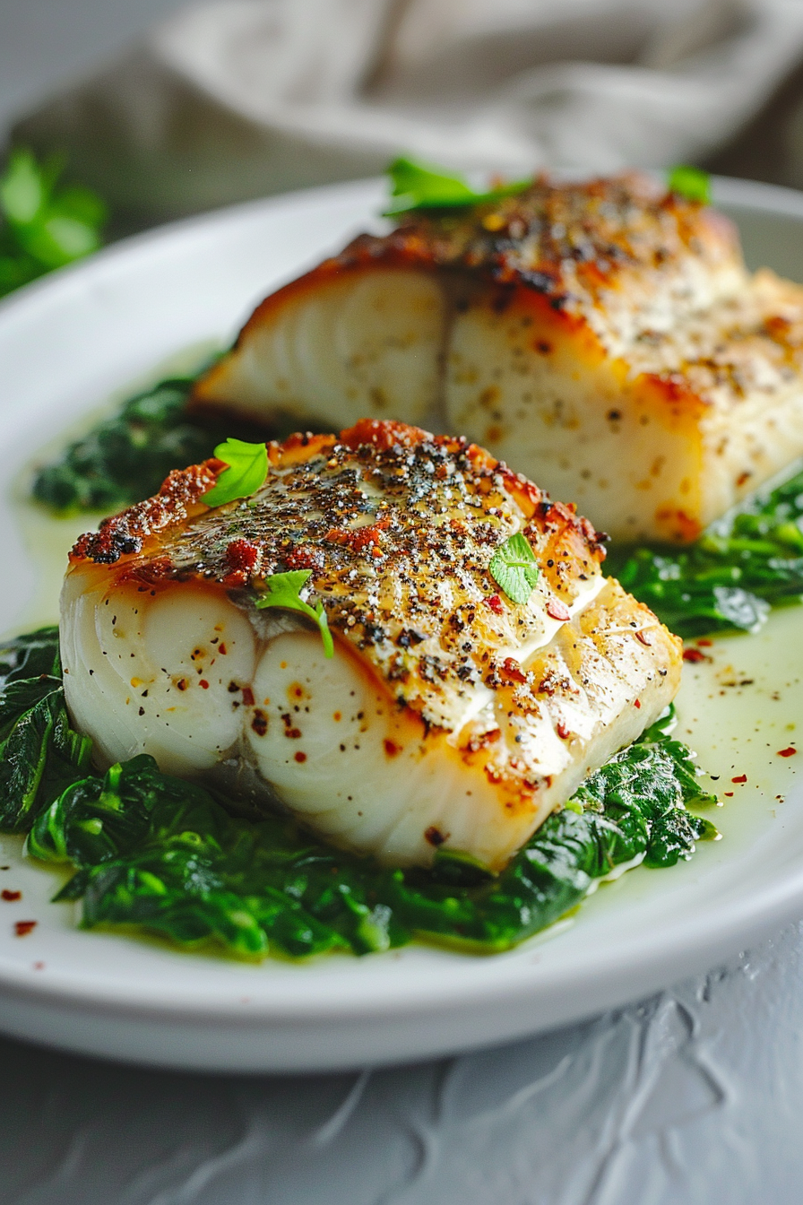 Keto Chilean Seabass with Creamy Spinach Sauce