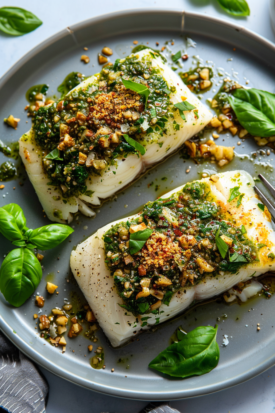 Preparing Walnut Pesto Crust