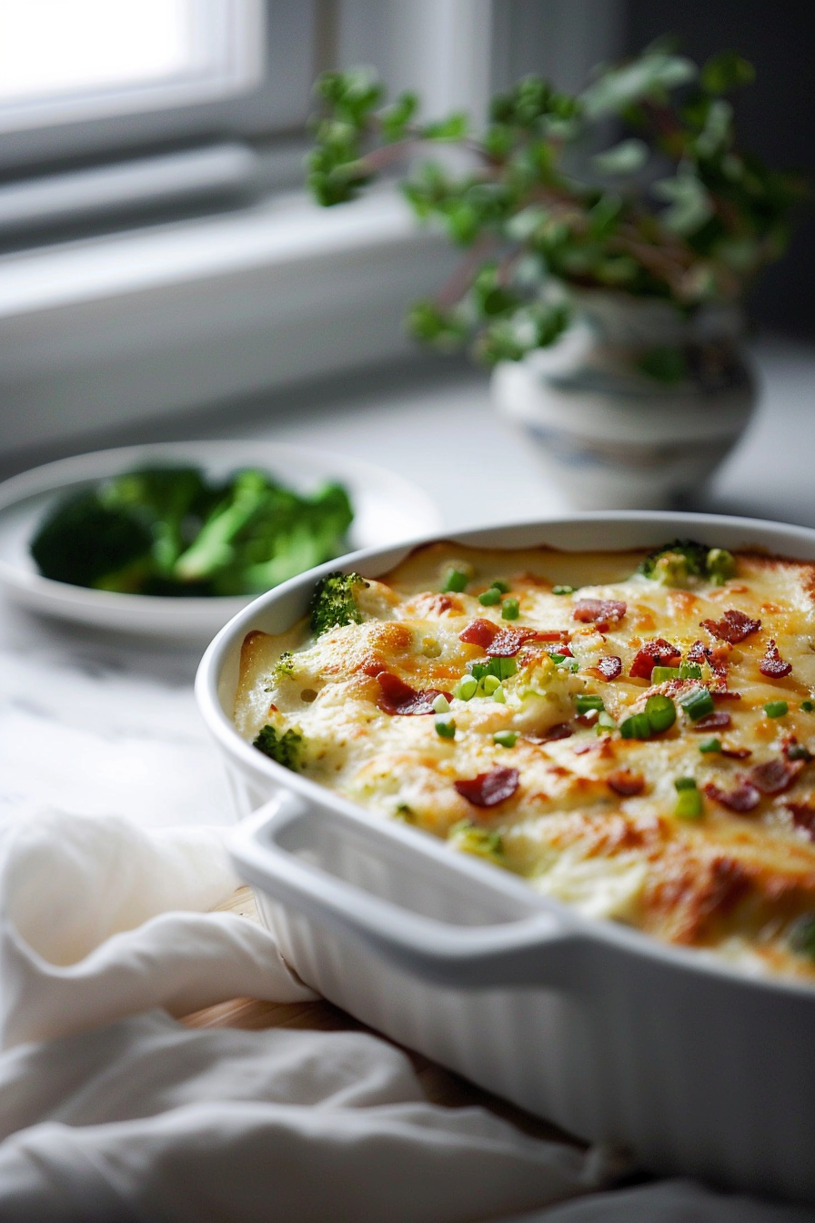 Ingredients for Keto Creamy Broccoli and Bacon Bake
