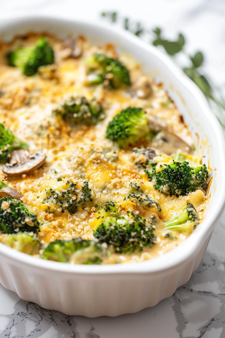 Ingredients for Keto Creamy Broccoli and Mushroom Casserole