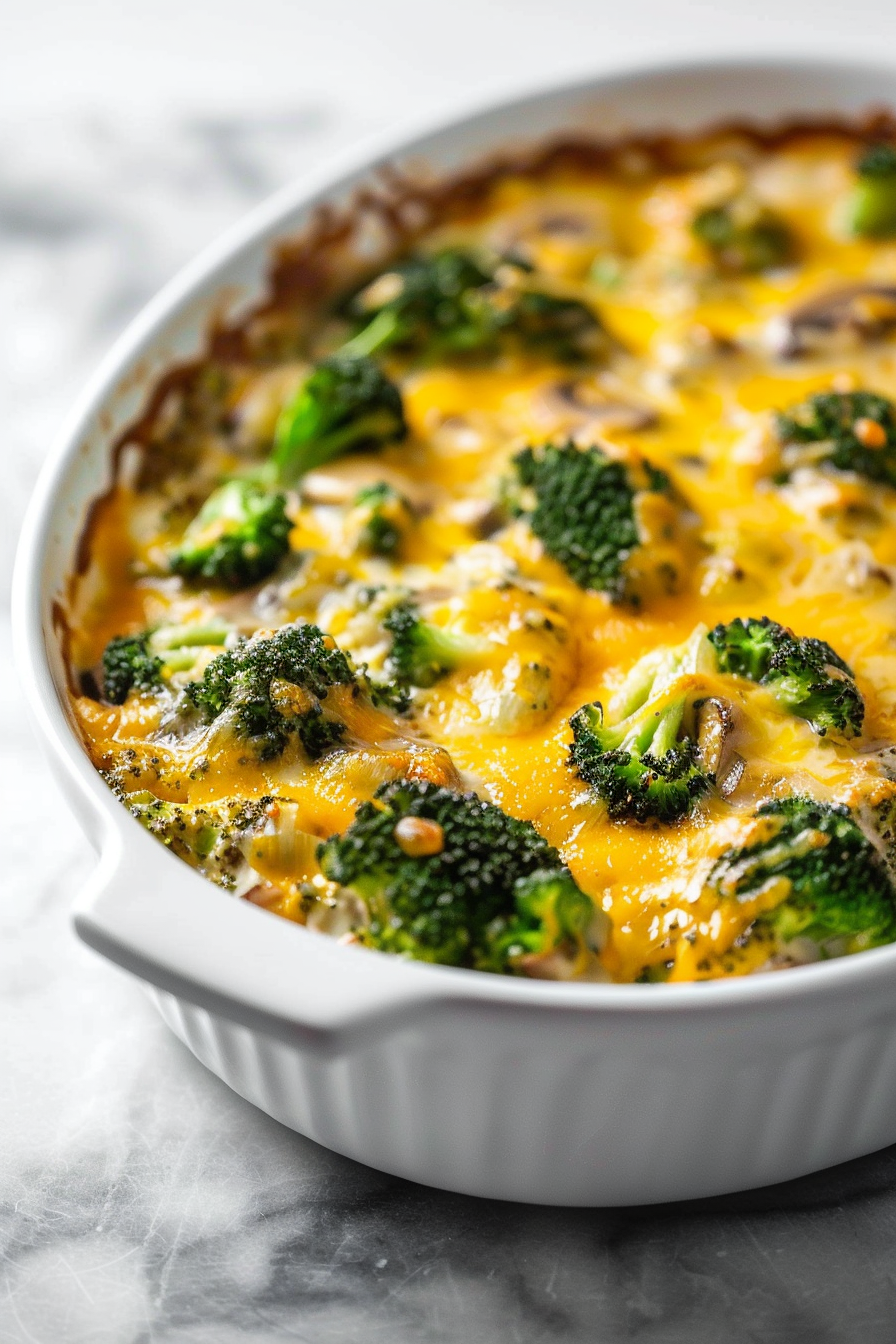 Keto Creamy Broccoli and Mushroom Casserole