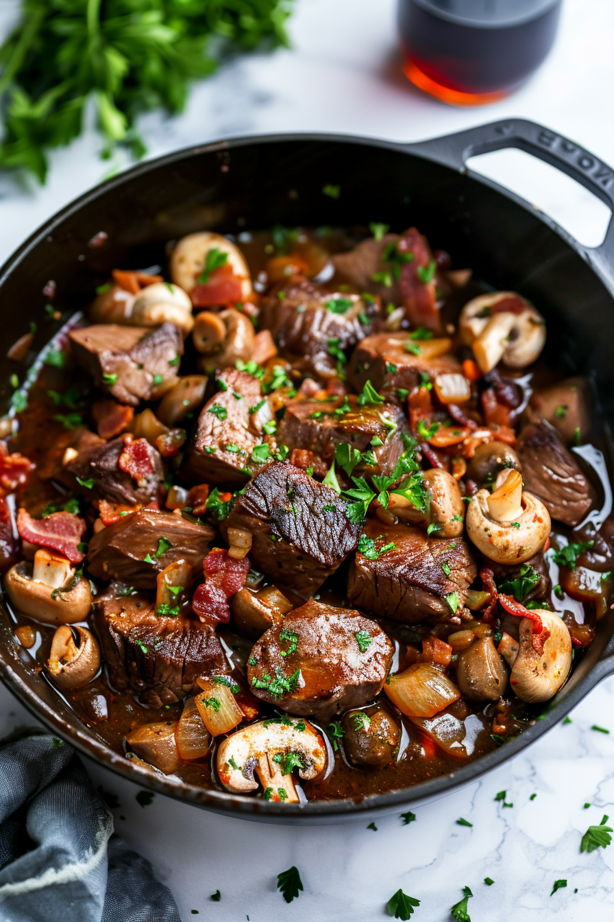 Preparing Keto Beef Bourguignon