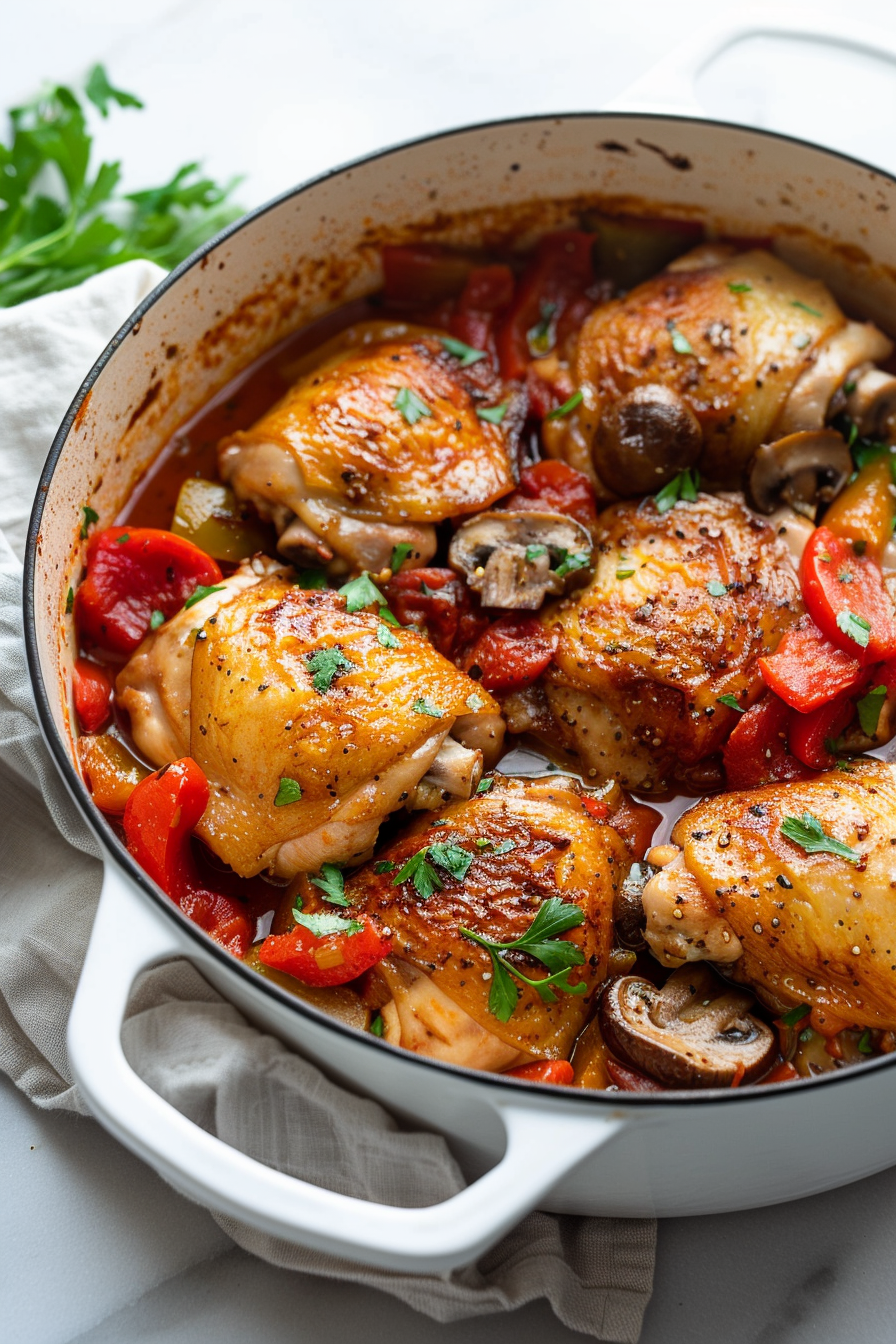 Preparing Keto Chicken Cacciatore