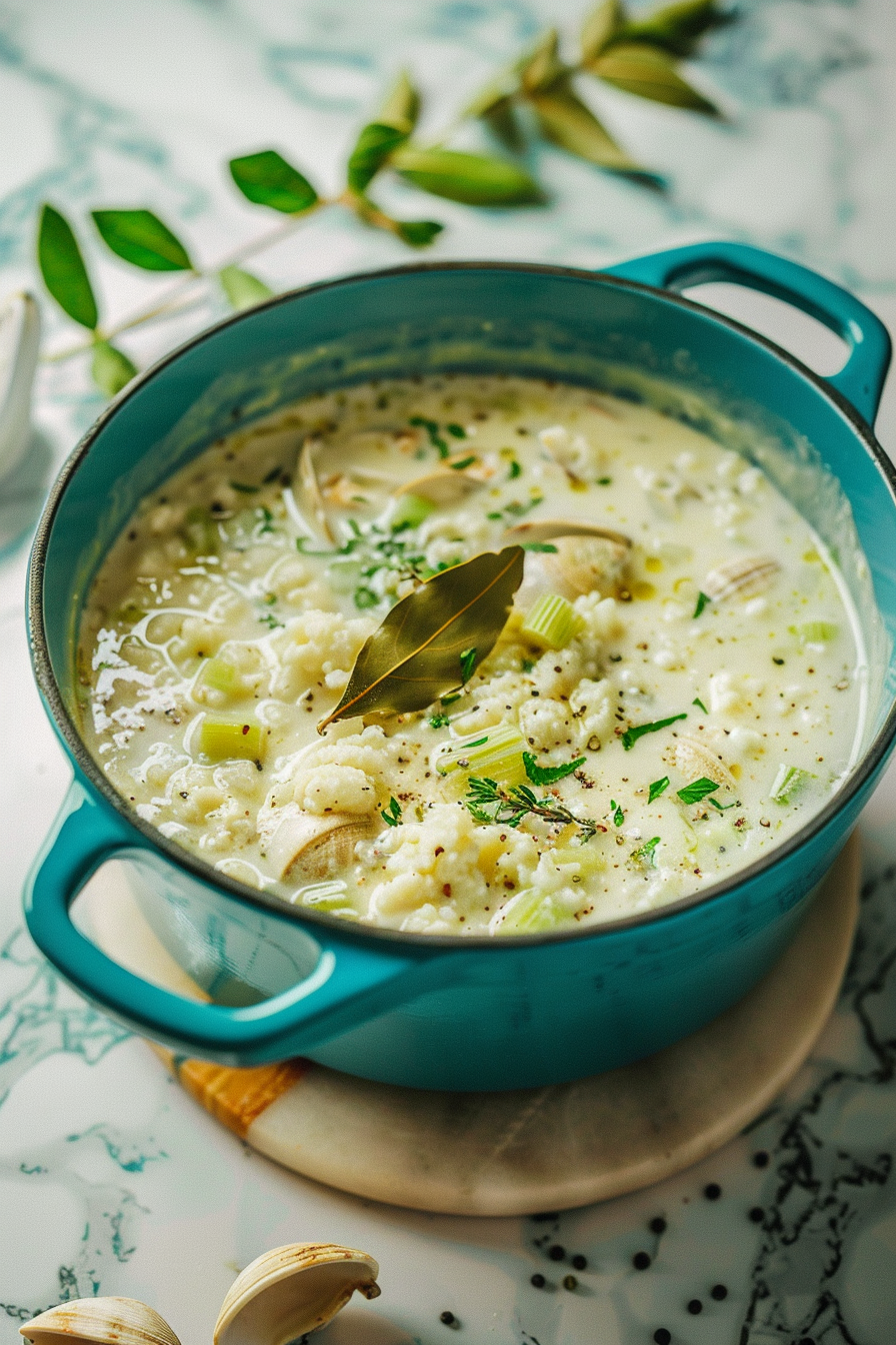 Keto Dutch Oven Clam Chowder Cooking