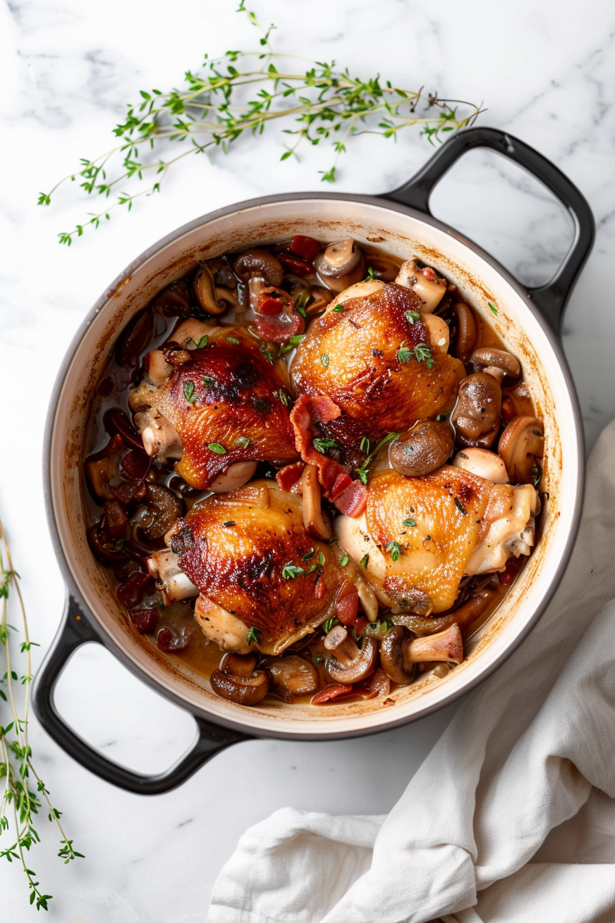 Keto Coq Au Vin in Dutch Oven
