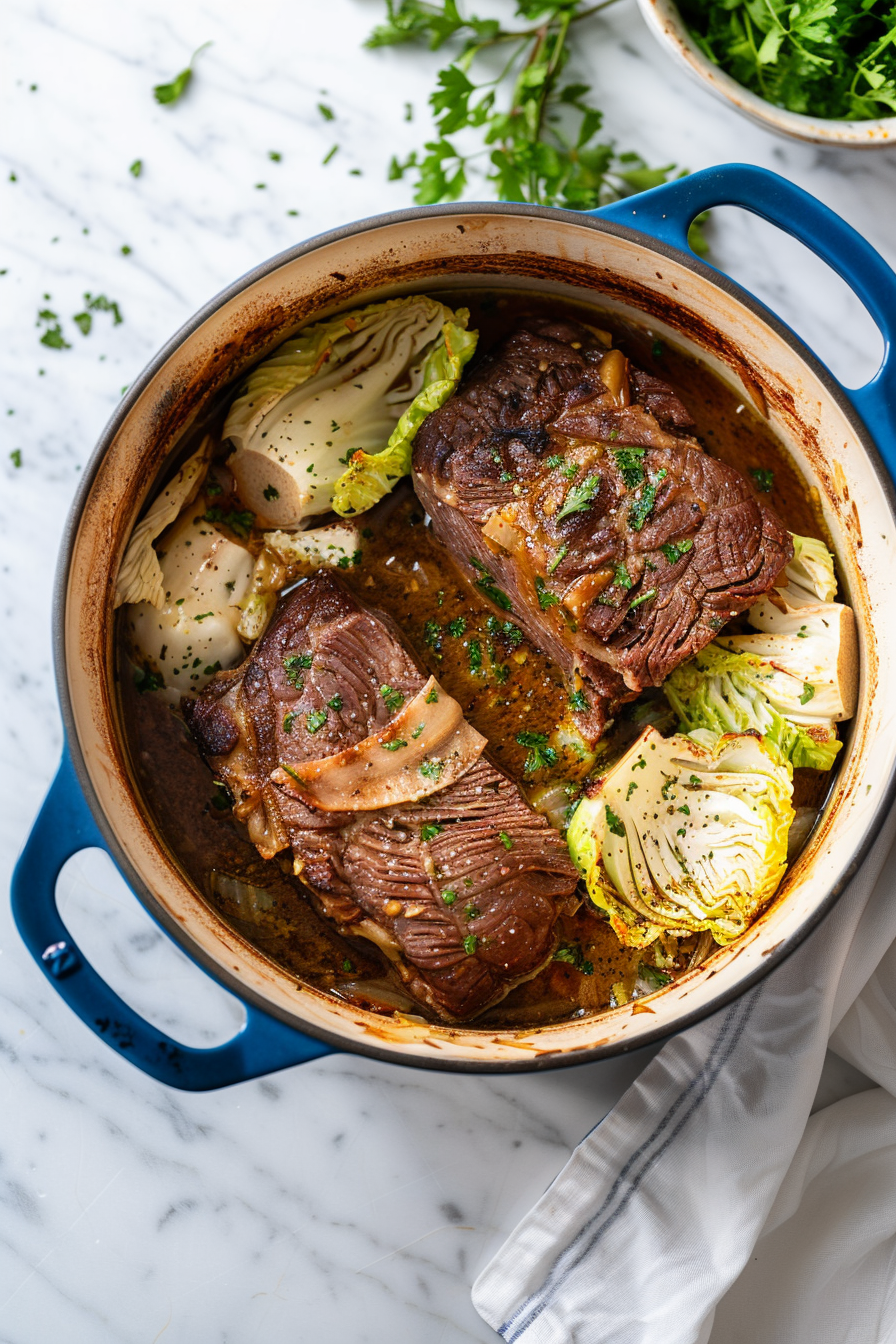 Keto Corned Beef and Cabbage in Dutch Oven