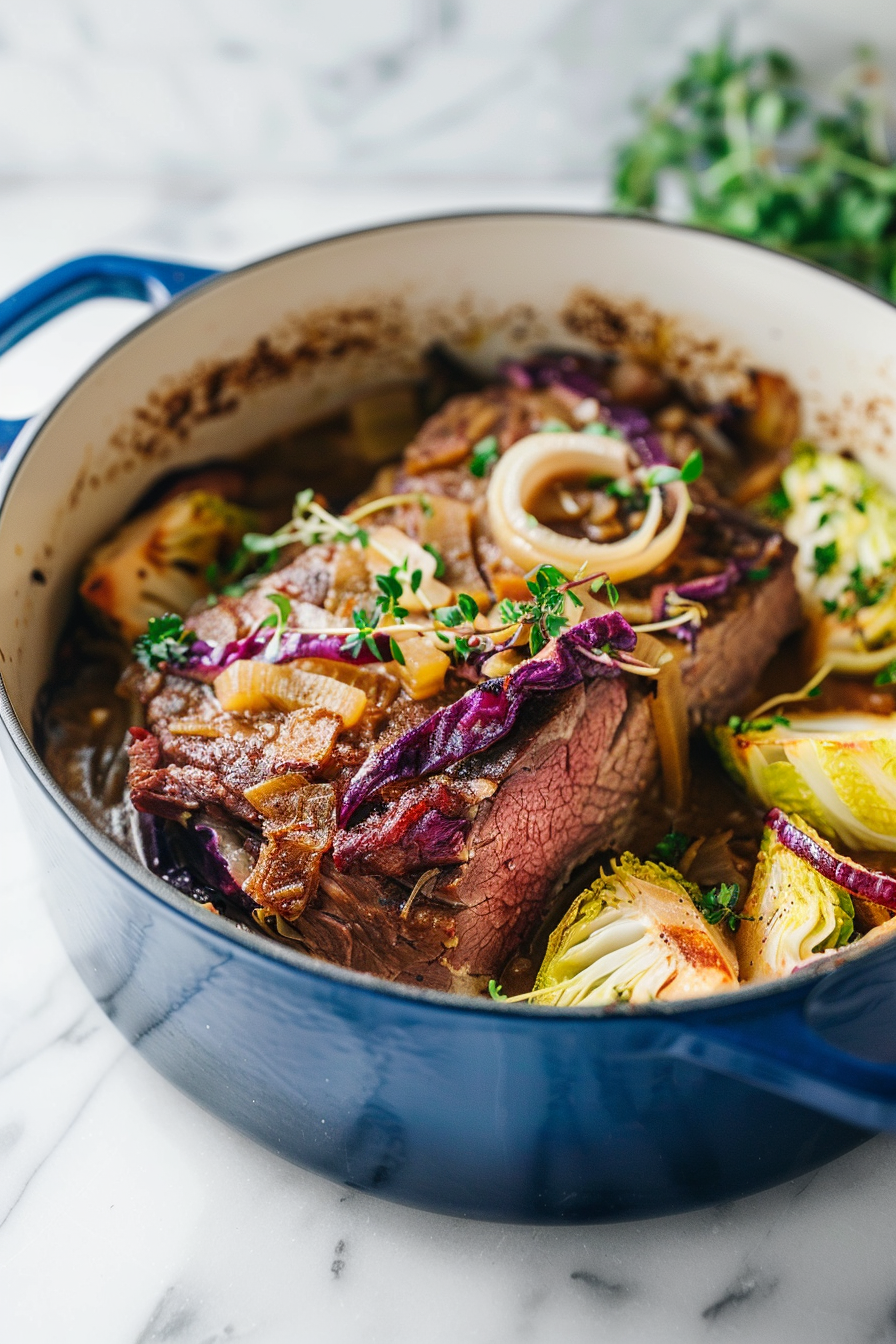 Keto Dutch Oven Corned Beef and Cabbage
